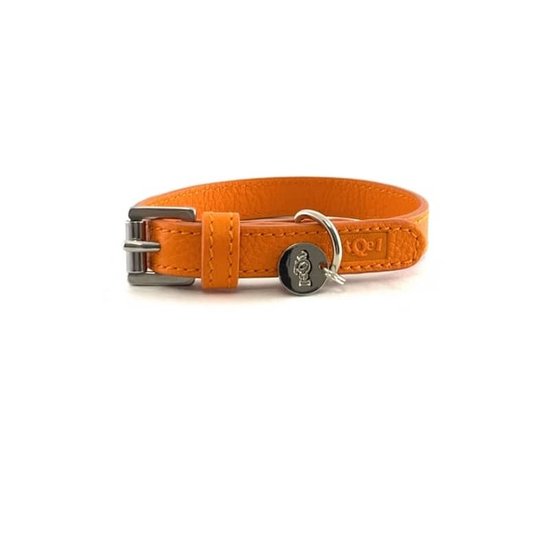 Mandarina leather dog collar