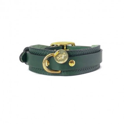 Galant Green leather dog collar
