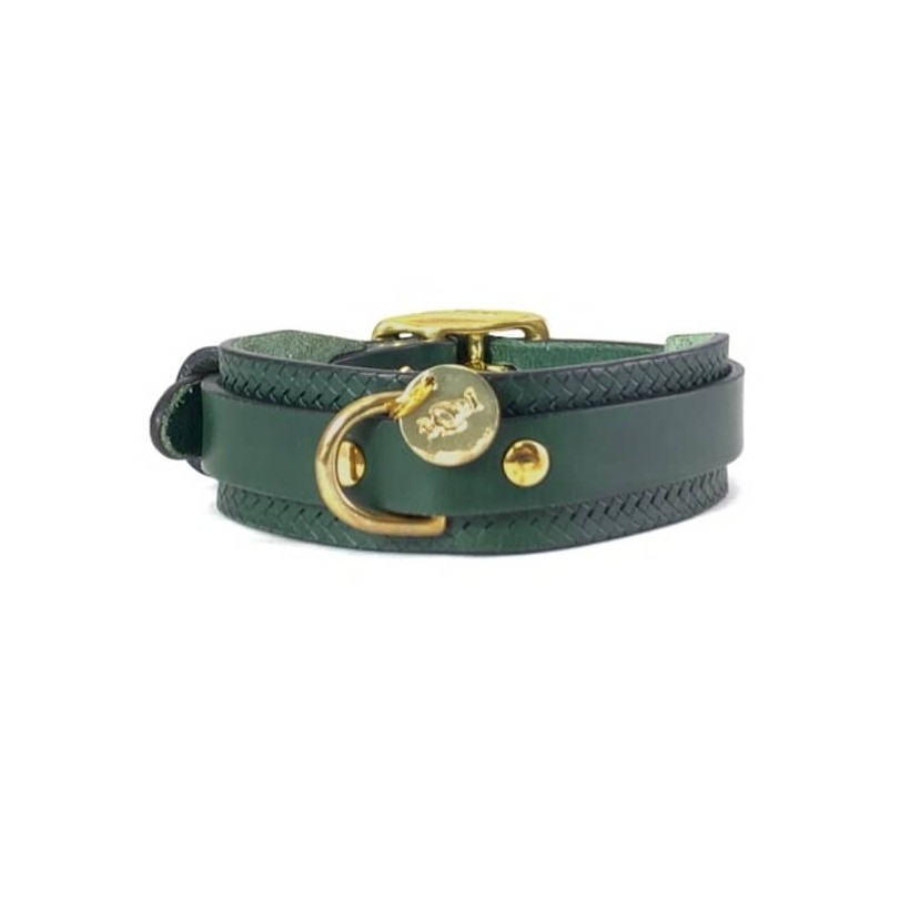 Lederhalsband Galant Green für Hunde - 1